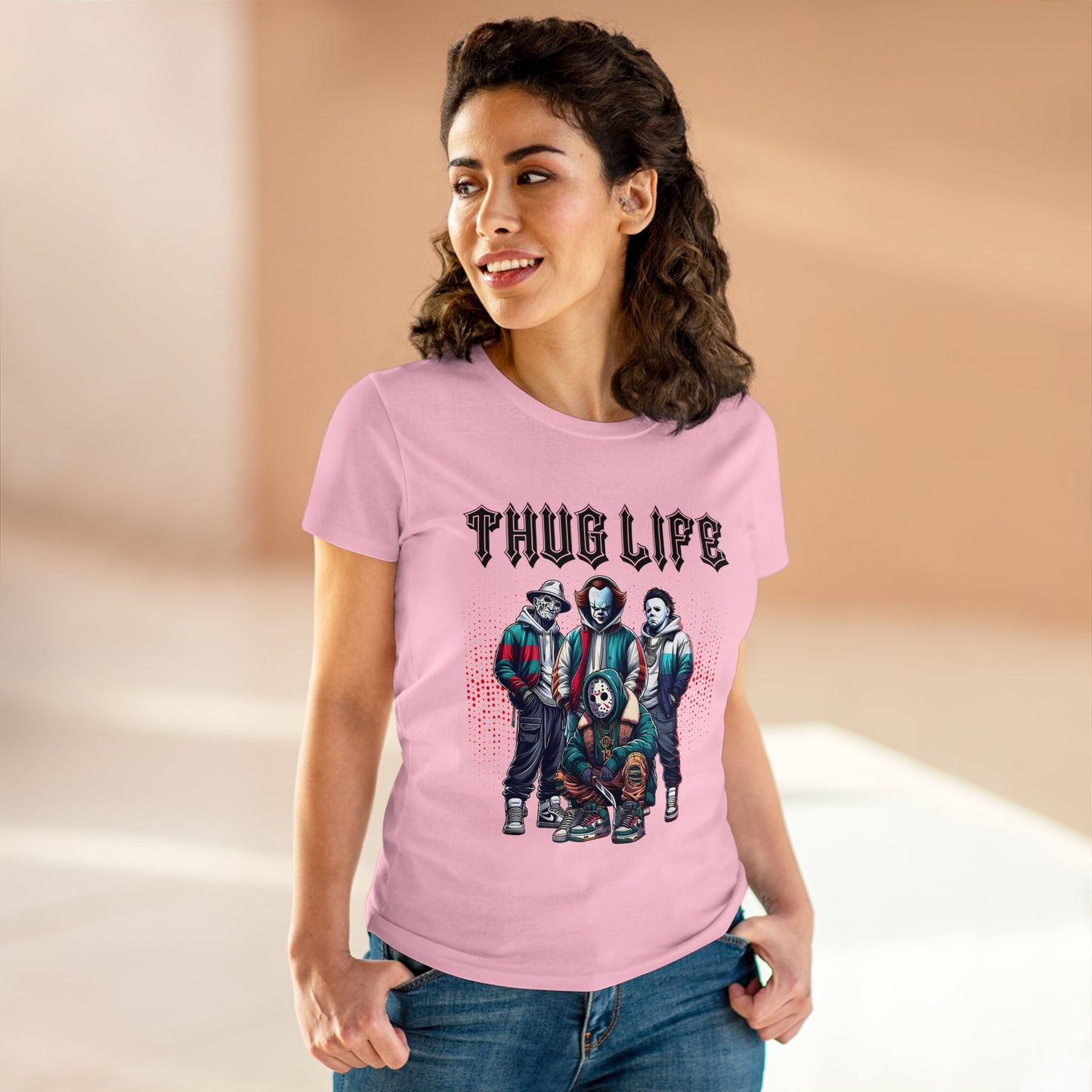 Happy Halloween/ Thug Life/Women's Midweight Cotton Tee