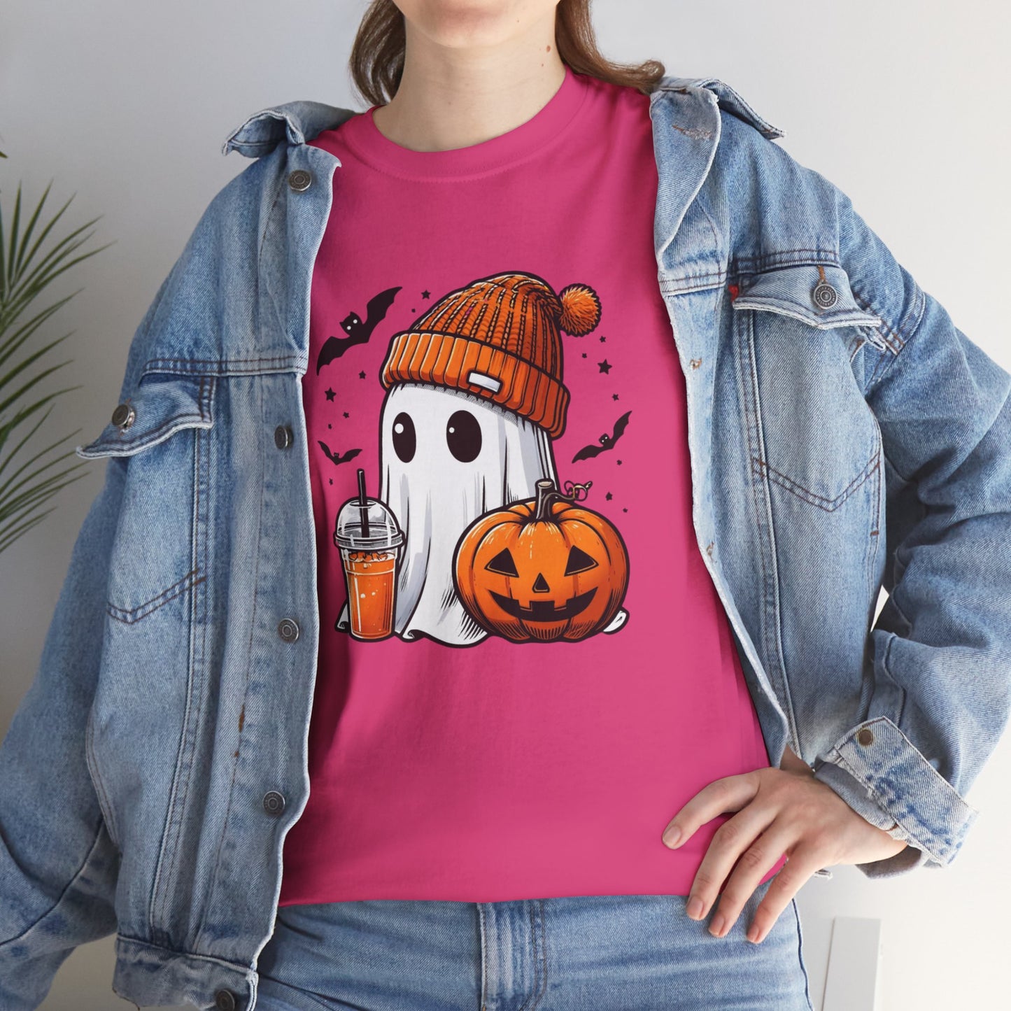 Happy Halloween/ Ghost Beanie Coffee /Unisex Heavy Cotton Tee