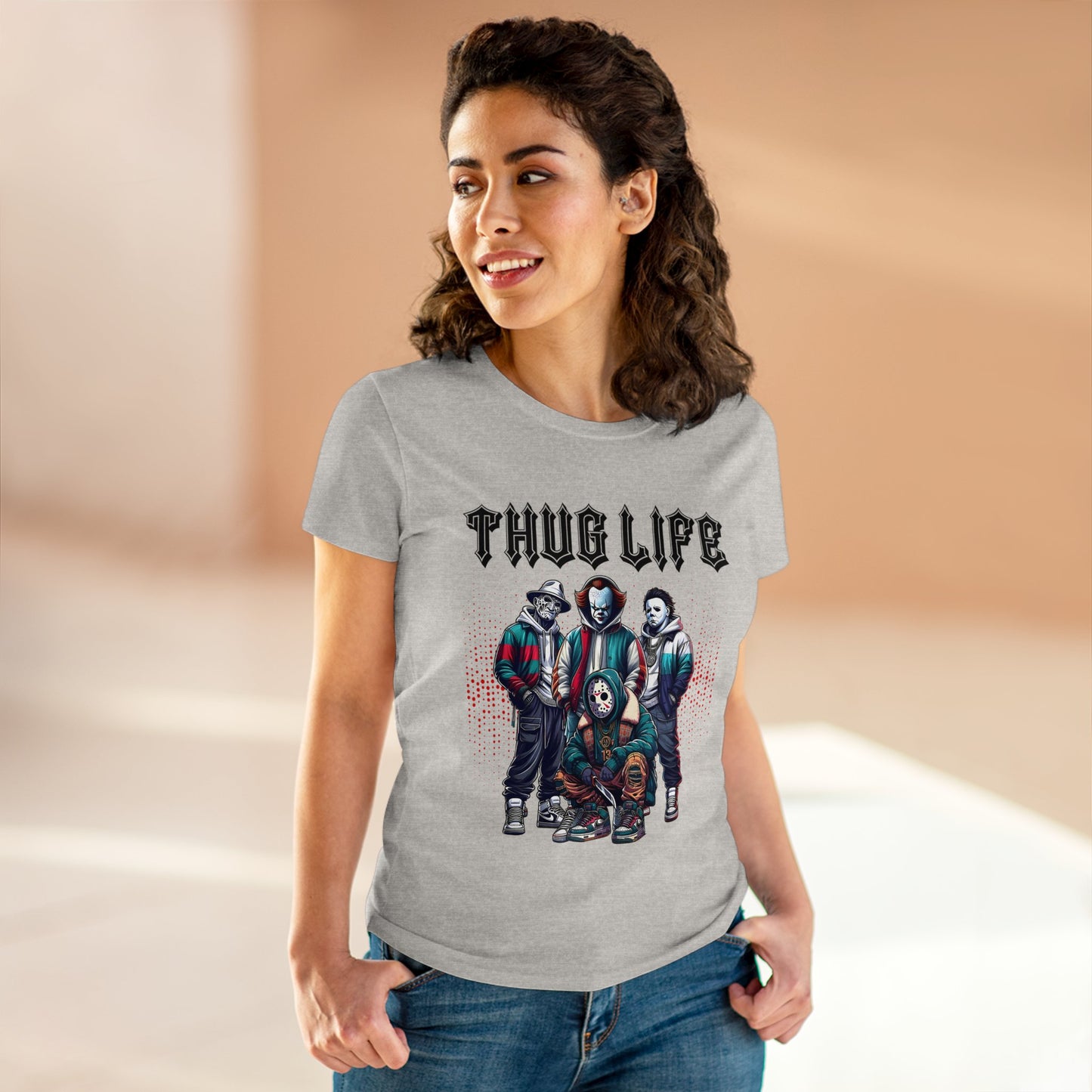 Happy Halloween/ Thug Life/Women's Midweight Cotton Tee