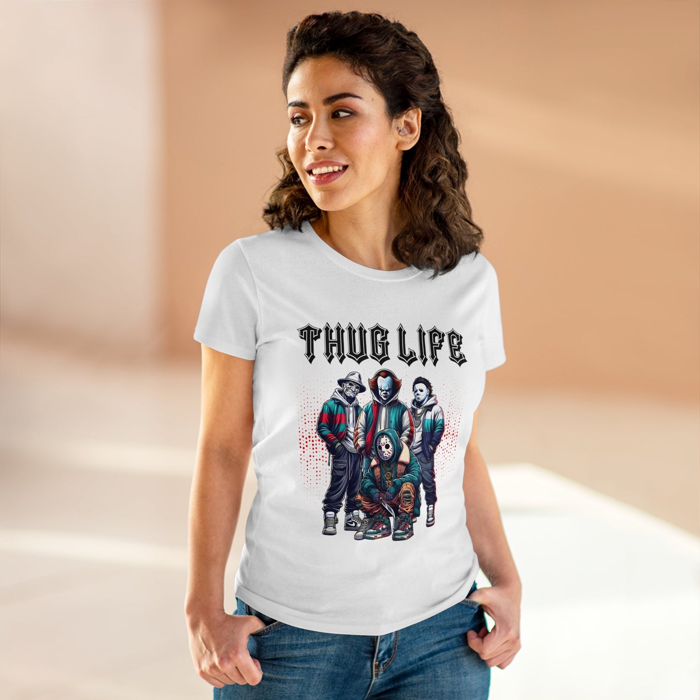 Happy Halloween/ Thug Life/Women's Midweight Cotton Tee