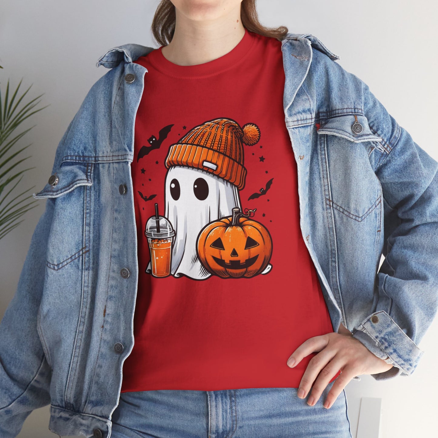 Happy Halloween/ Ghost Beanie Coffee /Unisex Heavy Cotton Tee