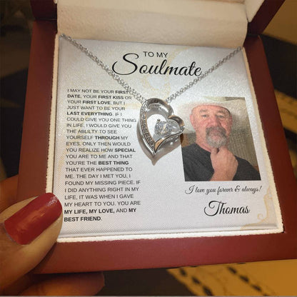 To My Soulmate / Forever Love Necklace / Personalized Message Card with Name and Photo/ Sands