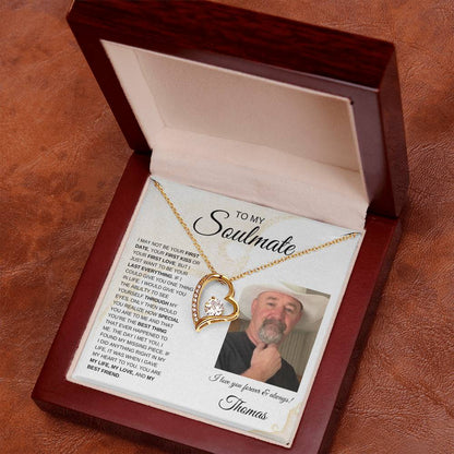 To My Soulmate / Forever Love Necklace / Personalized Message Card with Name and Photo/ Sands