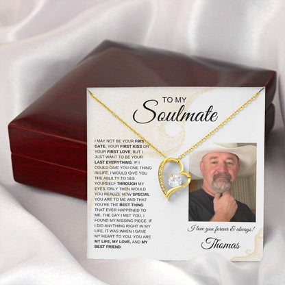 To My Soulmate / Forever Love Necklace / Personalized Message Card with Name and Photo/ Sands