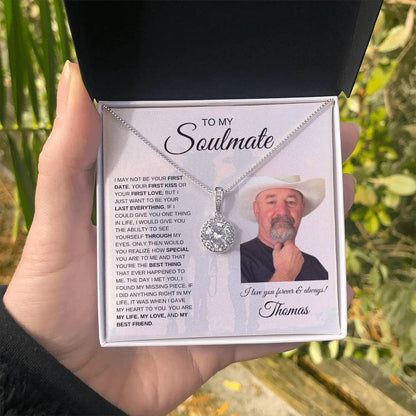 To My Soulmate / Eternal Hope Necklace / Personalized Message Card with Name and Photo