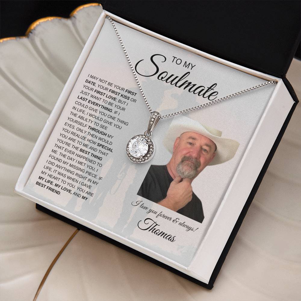 To My Soulmate / Eternal Hope Necklace / Personalized Message Card with Name and Photo