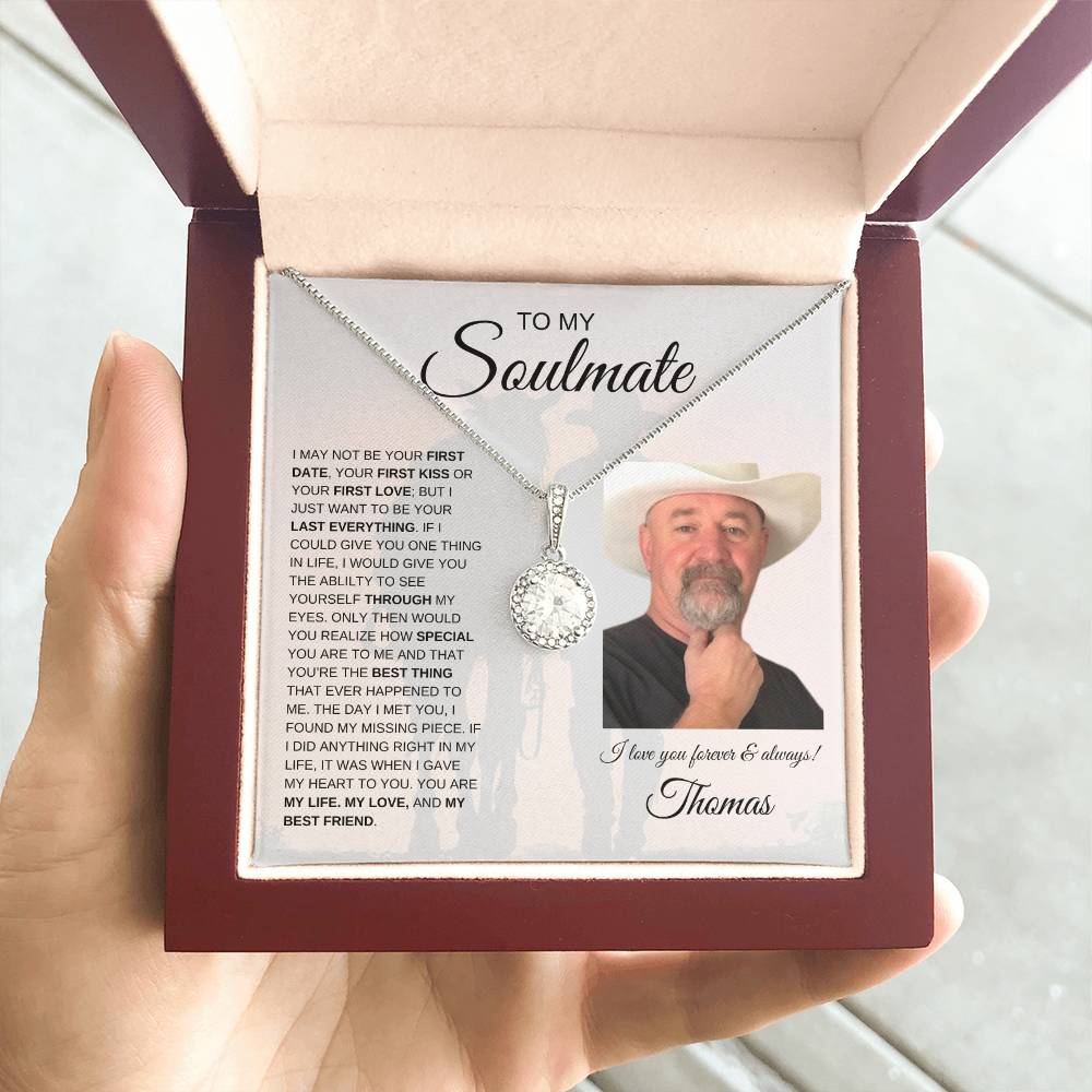 To My Soulmate / Eternal Hope Necklace / Personalized Message Card with Name and Photo