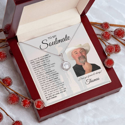 To My Soulmate / Eternal Hope Necklace / Personalized Message Card with Name and Photo