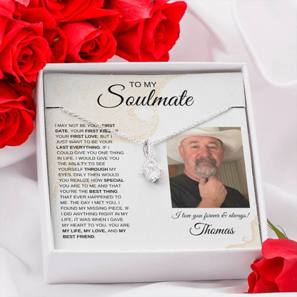 To My Soulmate / Alluring Beauty Necklace /Personalized Message Card with Name and Photo