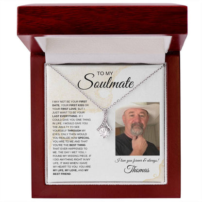 To My Soulmate / Alluring Beauty Necklace /Personalized Message Card with Name and Photo