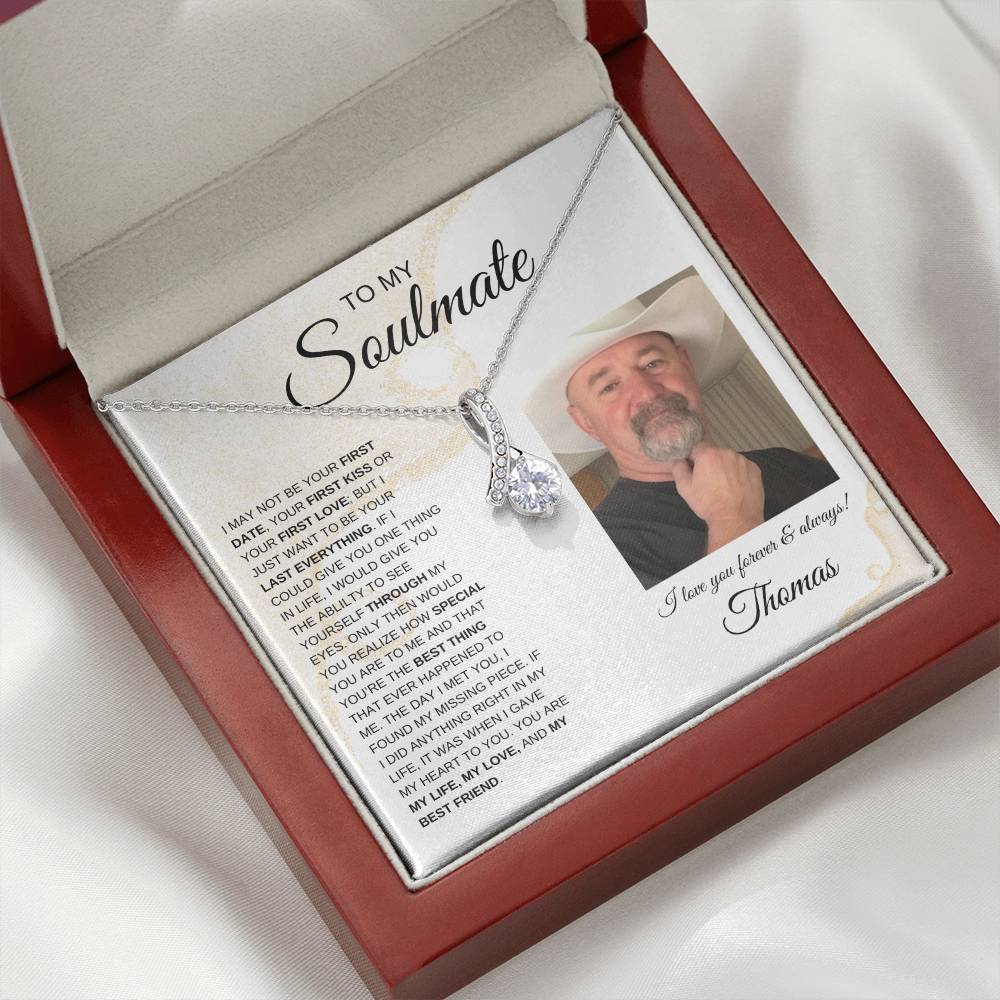 To My Soulmate / Alluring Beauty Necklace /Personalized Message Card with Name and Photo