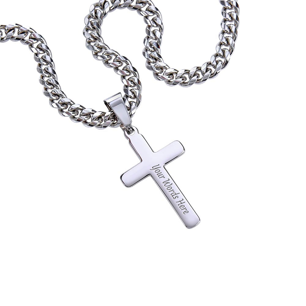 To My Soulmate / Cuban Chain with Artisan Cross Necklace / Personalized Message Card with Name and Photo / IVY