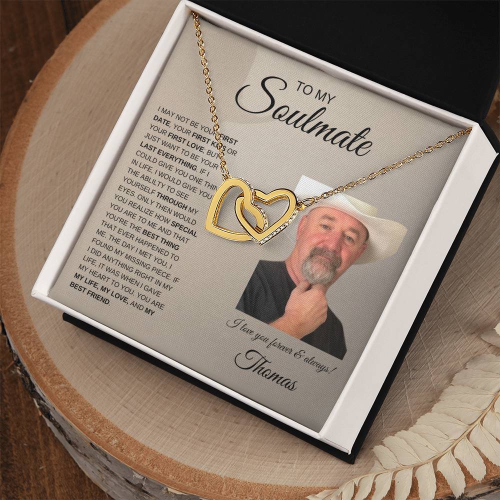 To My Soulmate / Interlocking Hearts / Personalized Message Card with Photo