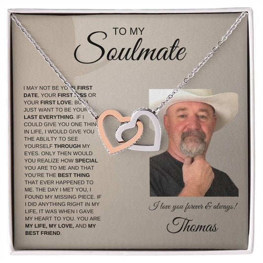 To My Soulmate | Interlocking Hearts | Personalized Message Card with Photo | Silhouette