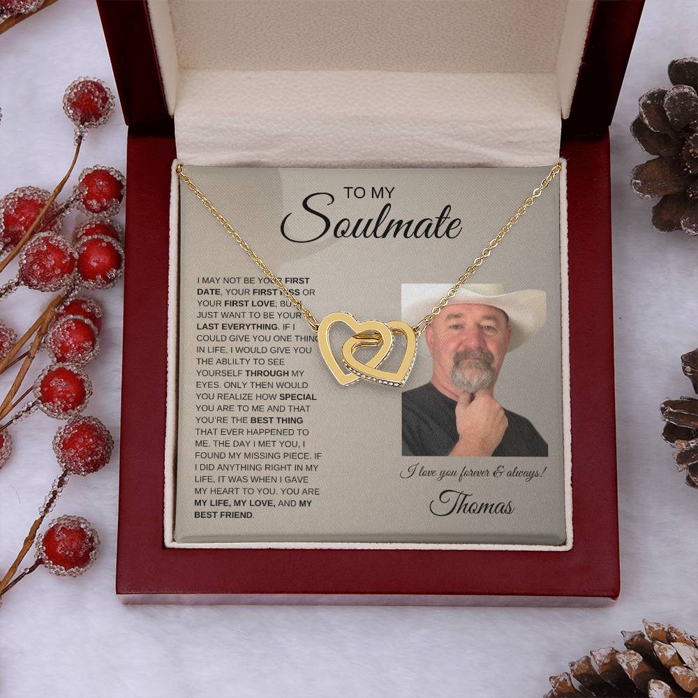 To My Soulmate / Interlocking Hearts / Personalized Message Card with Photo