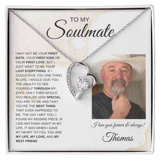 To My Soulmate / Forever Love Necklace / Personalized Message Card with Name and Photo/ Sands