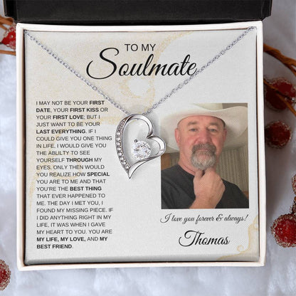 To My Soulmate / Forever Love Necklace / Personalized Message Card with Name and Photo/ Sands