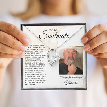 To My Soulmate / Forever Love Necklace / Personalized Message Card with Name and Photo/ Sands