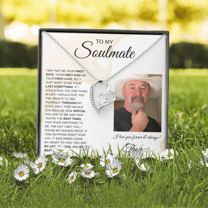 To My Soulmate / Forever Love Necklace / Personalized Message Card with Name and Photo/ Sands