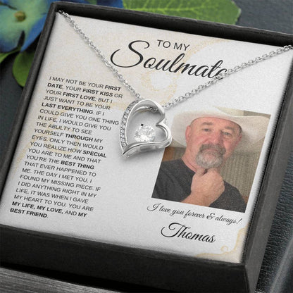 To My Soulmate / Forever Love Necklace / Personalized Message Card with Name and Photo/ Sands