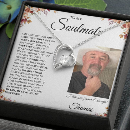 To My Soulmate / Forever Love Necklace / Personalized Message Card with Name and Photo / Fall Leaves