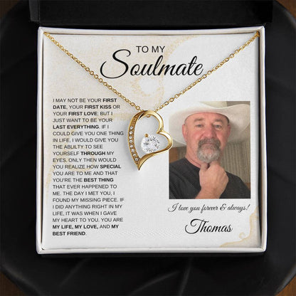 To My Soulmate / Forever Love Necklace / Personalized Message Card with Name and Photo/ Sands