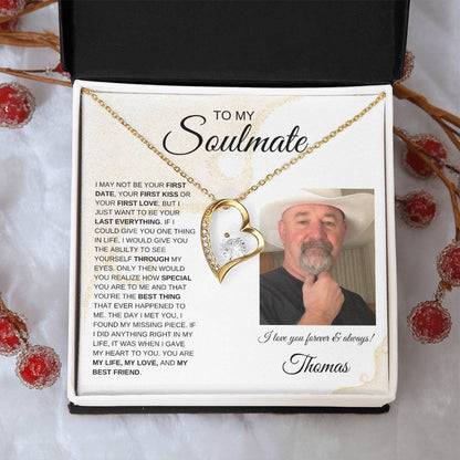 To My Soulmate / Forever Love Necklace / Personalized Message Card with Name and Photo/ Sands